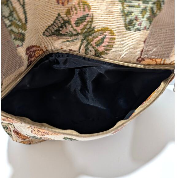 Vtg J Garden Butterfly Tapestry 14" Canvas Tote Bag Zipper Closure Reusable Bag - Picture 6 of 16